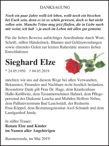 Traueranzeige von Sieghard Elze von WVG - Wochenspiegel NMB / WSF / ZTZ