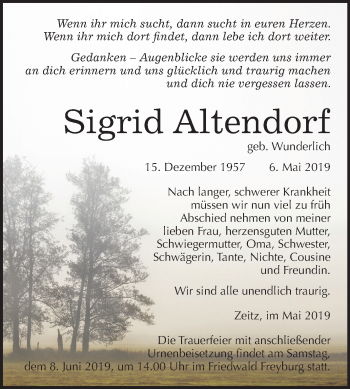 Traueranzeige von Sigrid Altendorf von Mitteldeutsche Zeitung