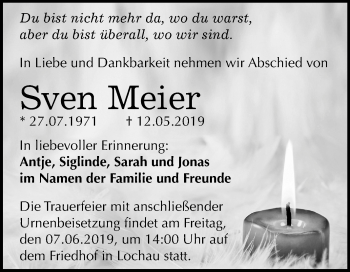 Traueranzeige von Sven Meier von Mitteldeutsche Zeitung