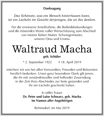Traueranzeige von Waltraud Macha von Mitteldeutsche Zeitung