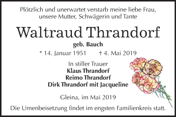 Traueranzeige von Waltraud Thrandorf von Mitteldeutsche Zeitung