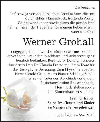Traueranzeige von Werner Grohall von Mitteldeutsche Zeitung