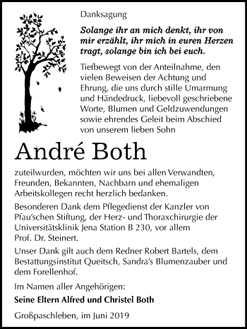 Traueranzeige von Andre Both von Mitteldeutsche Zeitung Köthen
