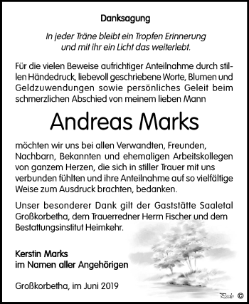 Traueranzeige von Andreas Marks von Mitteldeutsche Zeitung Weißenfels