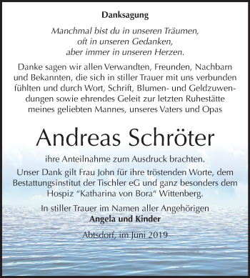 Traueranzeige von Andreas Schröter von Mitteldeutsche Zeitung