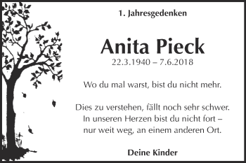 Traueranzeige von Anita Pieck von Super Sonntag Wittenberg