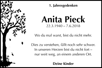 Traueranzeige von Anita Pieck von Mitteldeutsche Zeitung
