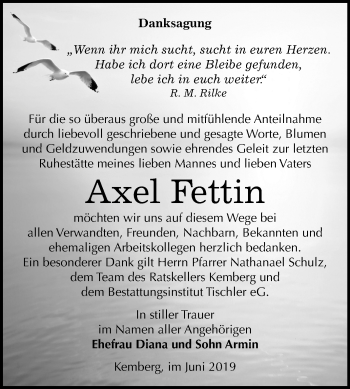 Traueranzeige von Axel Fettin von Mitteldeutsche Zeitung