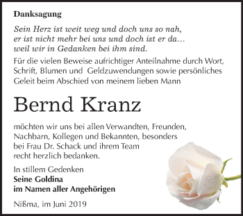 Traueranzeige von Bernd Kranz von Mitteldeutsche Zeitung Zeitz