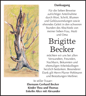 Traueranzeige von Brigitte Becker von Mitteldeutsche Zeitung