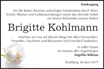 Traueranzeige von Brigitte Kohlmann von Mitteldeutsche Zeitung