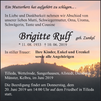 Traueranzeige von Brigitte Rulf von Mitteldeutsche Zeitung