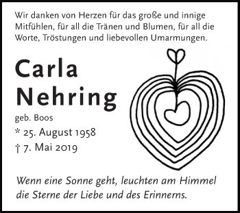Traueranzeige von Carla Nehring von Super Sonntag Wittenberg