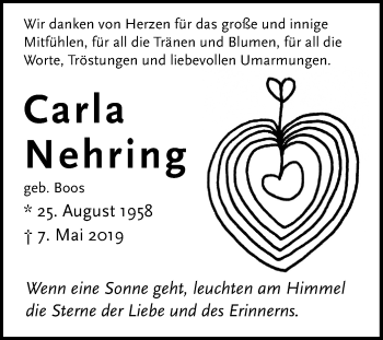 Traueranzeige von Carla Nehring von Mitteldeutsche Zeitung