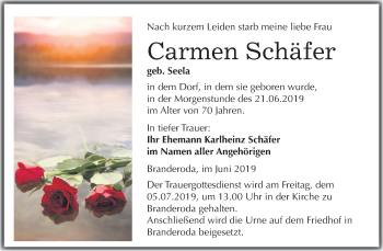 Traueranzeige von Carmen Schäfer von Mitteldeutsche Zeitung Merseburg/Querfurt