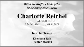 Traueranzeige von Charlotte Reichel von Mitteldeutsche Zeitung