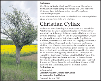 Traueranzeige von Christian Cyliax von Mitteldeutsche Zeitung
