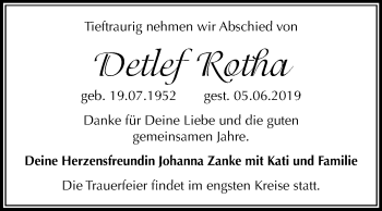 Traueranzeige von Detlef Rotha von Mitteldeutsche Zeitung Merseburg/Querfurt