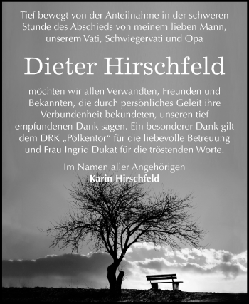 Traueranzeige von Dieter Hirschfeld von Mitteldeutsche Zeitung Quedlinburg