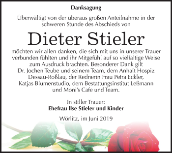 Traueranzeige von Dieter Stieler von Mitteldeutsche Zeitung