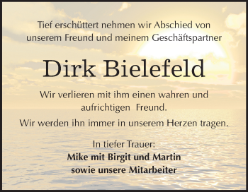 Traueranzeige von Dirk Bielefeld von Mitteldeutsche Zeitung Aschersleben