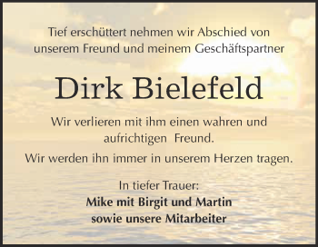 Traueranzeige von Dirk Bielefeld von Super Sonntag Aschersleben
