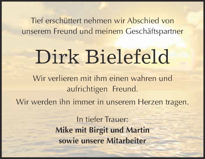  Traueranzeige für Dirk Bielefeld vom 10.06.2019 aus Super Sonntag Aschersleben