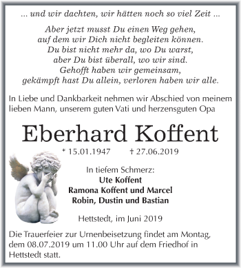 Traueranzeige von Eberhard Koffent von Mitteldeutsche Zeitung