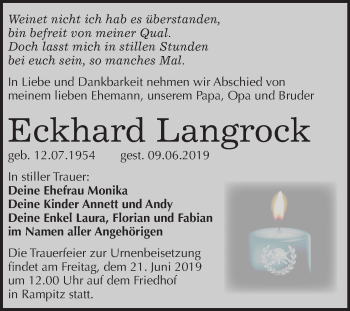 Traueranzeige von Eckhard Langrock von Mitteldeutsche Zeitung