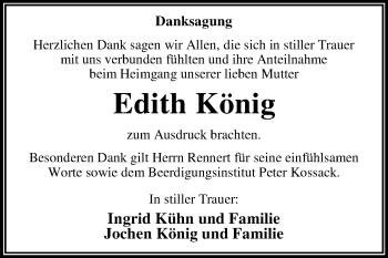 Traueranzeige von Edith König von Mitteldeutsche Zeitung