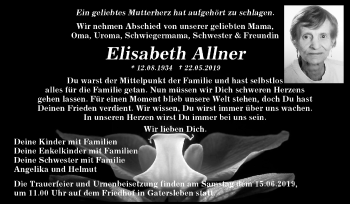 Traueranzeige von Elisabeth Allner von Mitteldeutsche Zeitung Aschersleben