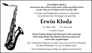 Traueranzeige von Erwin Kloda von Mitteldeutsche Zeitung Bitterfeld
