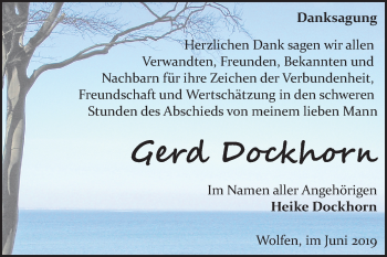 Traueranzeige von Gerd Dockhorn von Mitteldeutsche Zeitung Bitterfeld