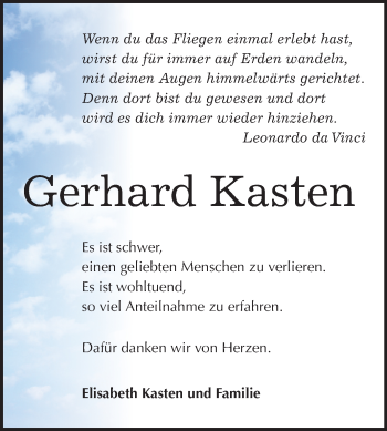 Traueranzeige von Gerhard Kasten von Mitteldeutsche Zeitung