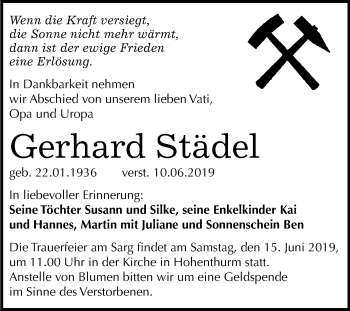 Traueranzeige von Gerhard Städel von Mitteldeutsche Zeitung Halle/Saalkreis