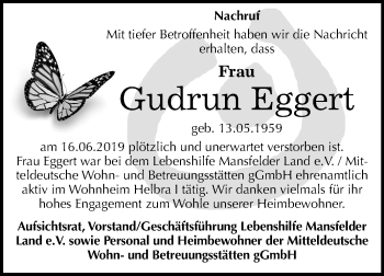Traueranzeige von Gudrun Eggert von Mitteldeutsche Zeitung