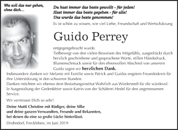 Traueranzeige von Guido Perrey von Wochenspiegel Mansfelder Land
