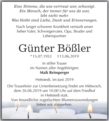 Traueranzeige von Günter Bößler von Mitteldeutsche Zeitung