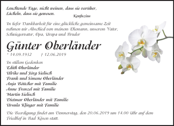 Traueranzeige von Günter Oberländer von Mitteldeutsche Zeitung
