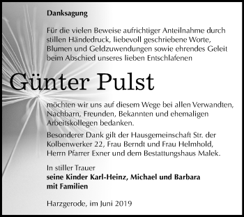 Traueranzeige von Günter Pulst von Mitteldeutsche Zeitung
