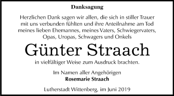 Traueranzeige von Günter Straach von Mitteldeutsche Zeitung