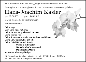 Traueranzeige von Hans-Joachim Kasler von Mitteldeutsche Zeitung Bernburg