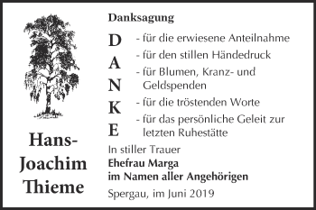 Traueranzeige von Hans-Joachim Thieme von Super Sonntag Merseburg