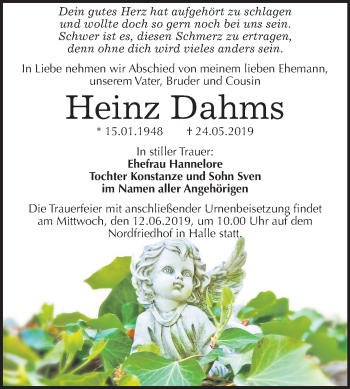 Traueranzeige von Heinz Dahms von Mitteldeutsche Zeitung Halle/Saalkreis