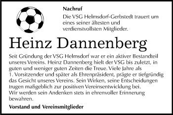 Traueranzeige von Heinz Dannenberg von Mitteldeutsche Zeitung