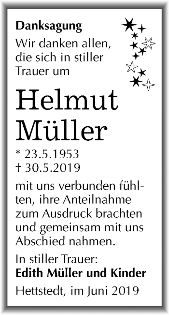 Traueranzeige von Helmut Müller von Mitteldeutsche Zeitung