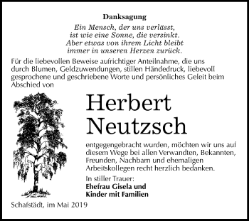 Traueranzeige von Herbert Neutzsch von Mitteldeutsche Zeitung Merseburg/Querfurt