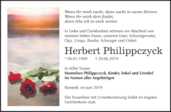 Traueranzeige von Herbert Philippczyck von Mitteldeutsche Zeitung Sangerhausen