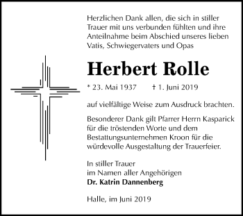 Traueranzeige von Herbert Rolle von Mitteldeutsche Zeitung