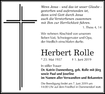 Traueranzeige von Herbert Rolle von Mitteldeutsche Zeitung